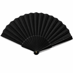 Wachlarz czarny materiałowy 1 szt. elegancki dodatek 42 cm