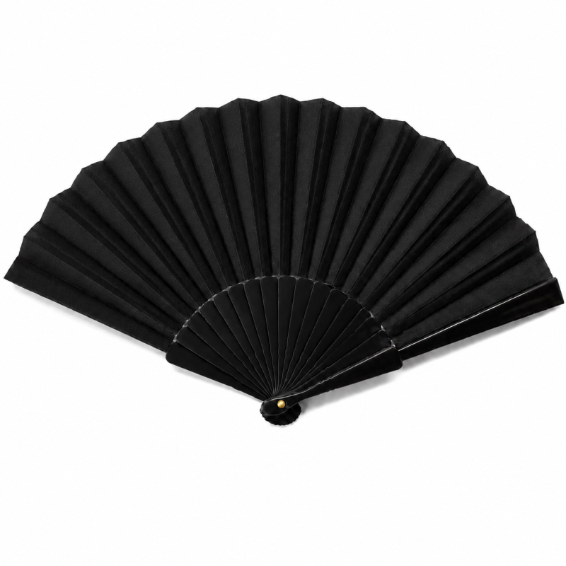 Wachlarz czarny materiałowy 1 szt. elegancki dodatek 42 cm