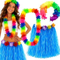 Zestaw hawajski Aloha 3 elementy – spódniczka 40 cm, opaska, naszyjnik