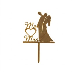 Topper na tort Mr & Mrs złoty