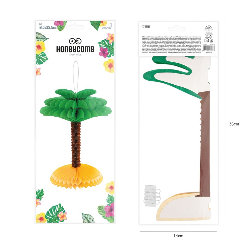 Dekoracja wisząca honeycomb palma Aloha Surf Hawaii 1 szt.