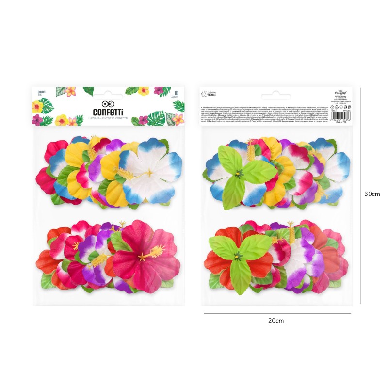 Hawajskie kwiaty dekoracyjne konfetti 18 szt 11 cm